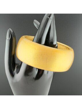 Vintage Wide Gold Glitter Lucite Plastic Chunky Bangle Bracelet